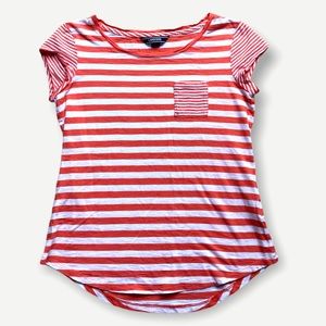 Land’s End Striped Orange & White Tee Sz XS 2-4